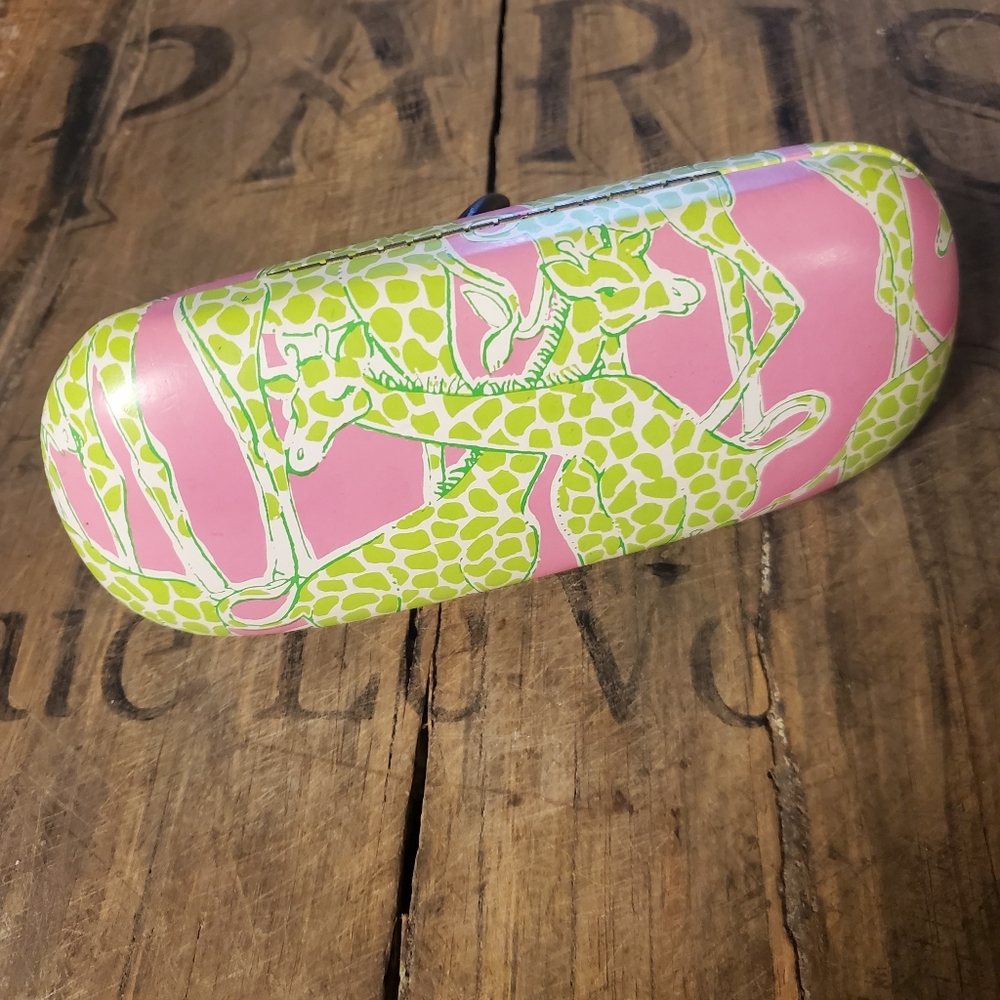 🔥LILLY PULITZER Pink|Green Giraffe Print‎ Hardshell Eyewear |Sunglass Case